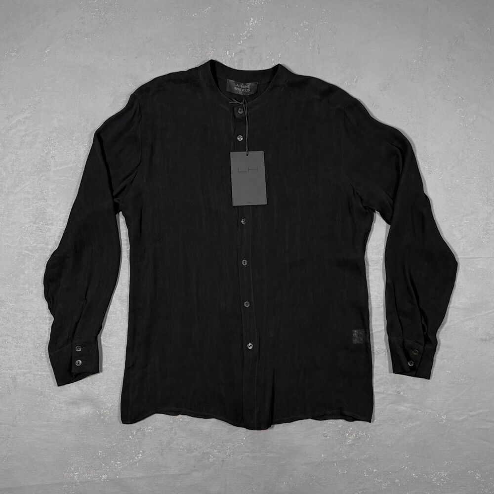 NWT La Haine Inside Us Black Lightweight Gauze Button Up Shirt 3R M1143 Men's M